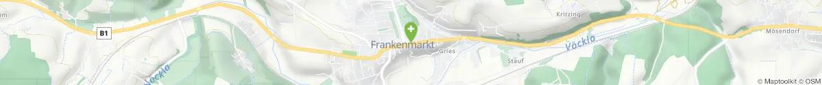 Map representation of the location for Apotheke Zum schwarzen Adler in 4890 Frankenmarkt